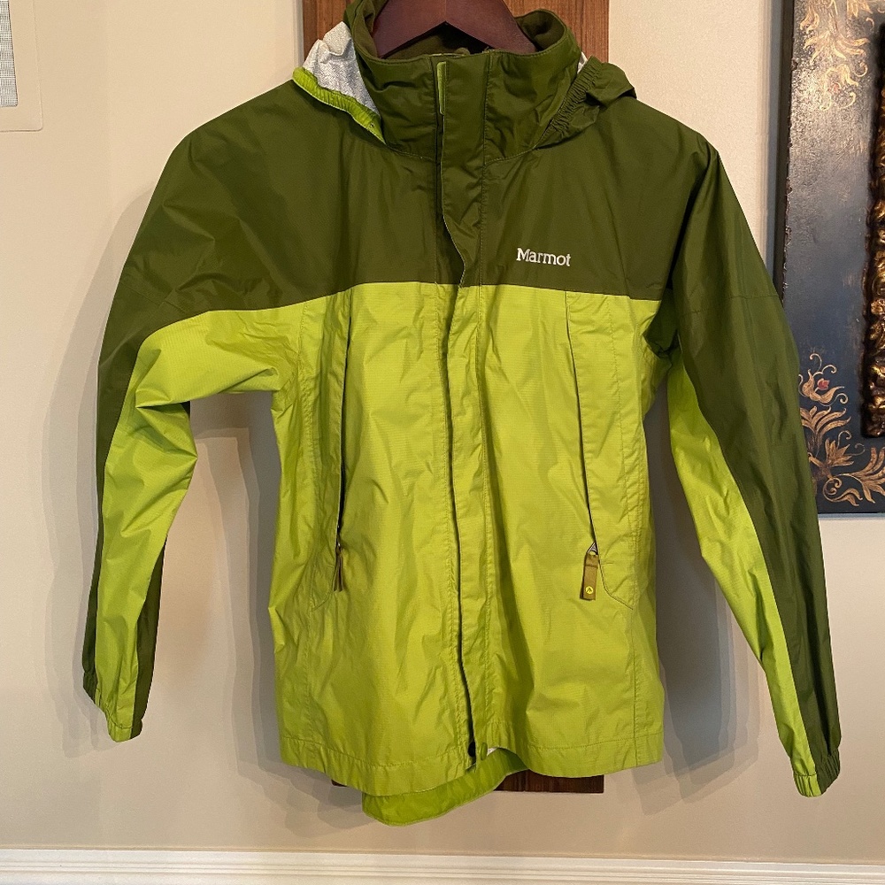 Marmot Two-Tone Green Kids Raincoat - Olive & Lime